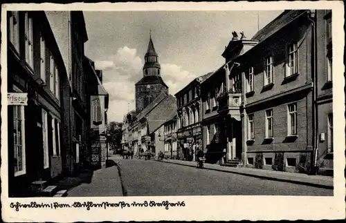 Ak Świdwin Schivelbein Pommern, Mühlenstraße, Rathaus, Geschäfte
