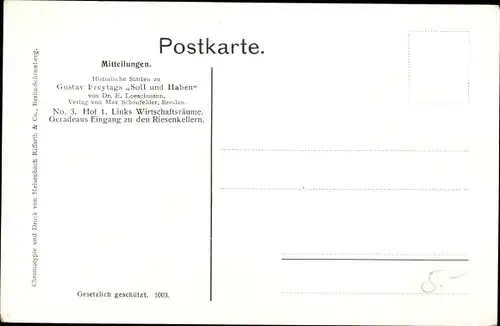 Künstler Ak Loeschmann, E., Wrocław Breslau Schlesien, Soll und Haben, Wirtschaftsräume,Riesenkeller