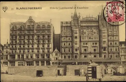 Ak Blankenberghe Blankenberge Westflandern, Hotels Continental und Excelsior