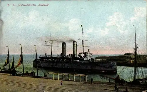 Ak Niederländisches Kriegsschiff, Hr.Ms. Holland, Panzerdeckschiff