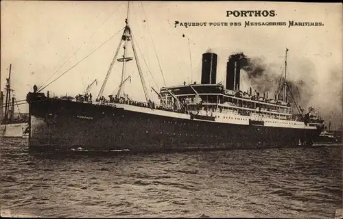 Ak Dampfer Porthos, Messageries Maritimes, MM