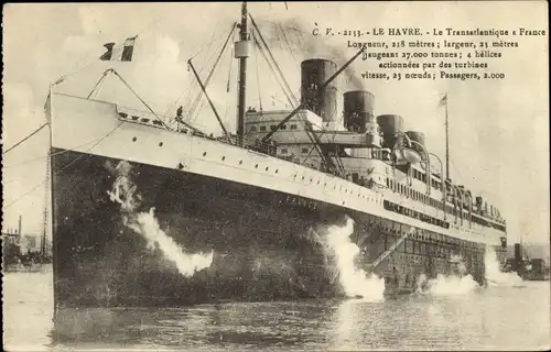 Ak Dampfer France, CGT, French Line