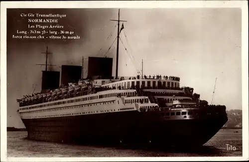 Ak CGT, French Line, Transatlantic Normandie, Dampfschiff