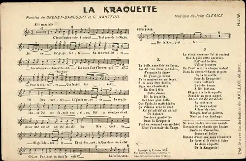 Lied Ak La Kraquette, Jules Clerice, Grenet-Dancourt, Nanteuil