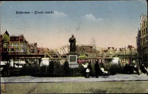Ak Rotterdam Südholland Niederlande, Groote Markt