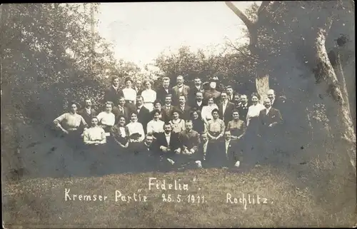 Foto Ak Rochlitz an der Mulde Sachsen, Verein Fidelia, Ausflugsgesellschaft 25.5.1911