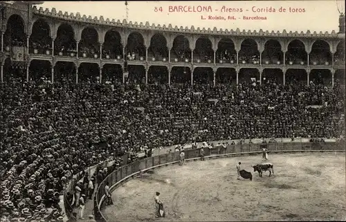 Ak Barcelona Katalonien Spanien, Stierkampf-Arena