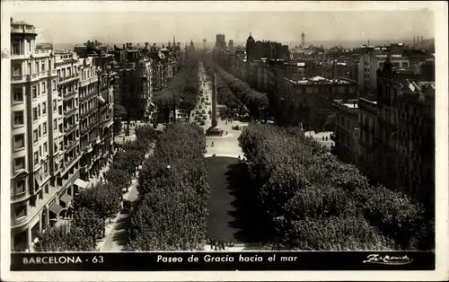 Ak Barcelona Katalonien Spanien, Paseo de Gracia