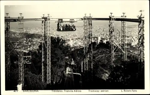 Ak Barcelona Katalonien Spanien, Tibidabo, schwebende Bahn