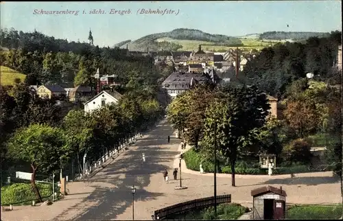 Ak Schwarzenberg im Erzgebirge Sachsen, Bahnhofstraße