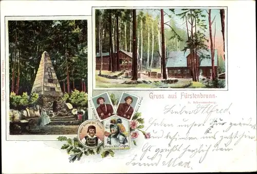 Ak Waschleithe Grünhain Beierfeld im Erzgebirge, Köhlerhütte Fürstenbrunn, Altenburger Prinzenraub