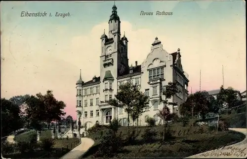 Ak Eibenstock im Erzgebirge Sachsen, Neues Rathaus