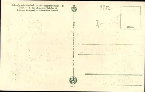 Ak Augustusburg im Erzgebirge, Schloss, Schlossgastwirtschaft H. Krumbiegel