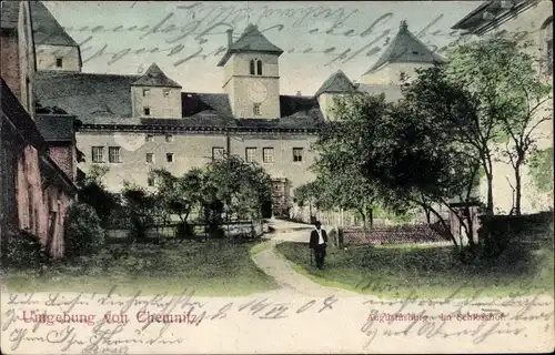 Ak Augustusburg im Erzgebirge, Schloss, Schlosshof