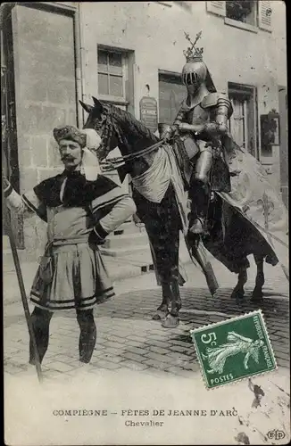 Ak Compiègne Oise, Jeanne D'Arc Festival, Ritter auf Pferd