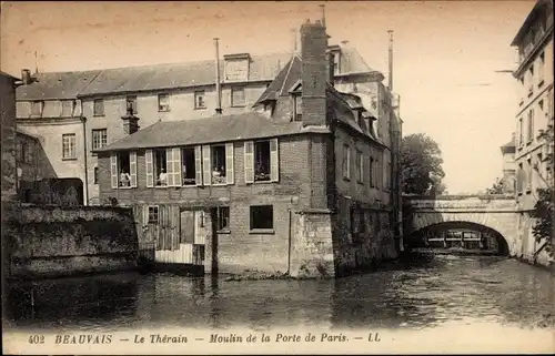 Ak Beauvais Oise, Le Therain, Moulin de la Porte de Paris