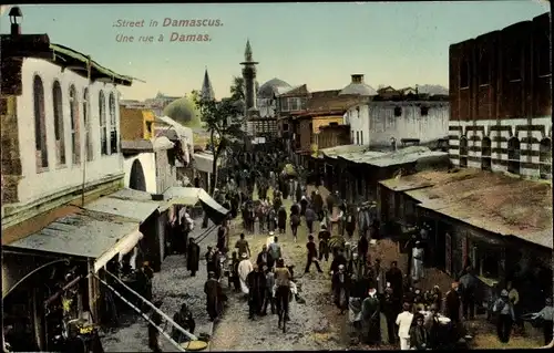 Ak Damaskus Syrien, Bazar, Straßenpartie