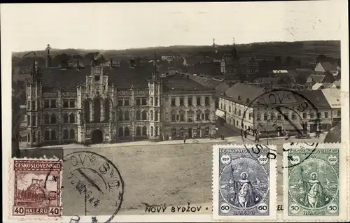 Ak Nový Bydžov Neue Region Bidschow Königgrätz, Marktplatz, Rathaus