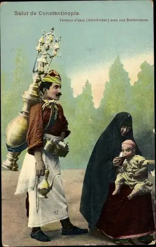 Ak Cairo Kairo Ägypten, Limonad Seller, Limonade-Verkäufer, Frau mit Kind