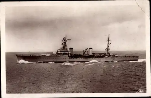 Ak Französisches Kriegsschiff, Croiseur Tourville, Ansicht Backbord