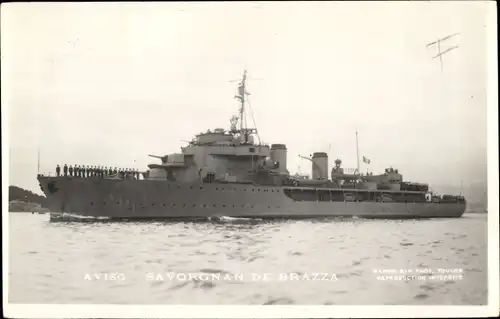 Foto Ak Französisches Kriegsschiff, Savorgnan de Brazza, Aviso