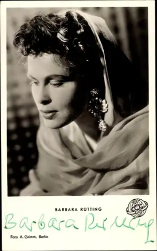 Ak Schauspielerin Barbara Rütting, Portrait, Die Spur führt nach Berlin, Autogramm