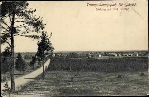 Ak Königsbrück in der Oberlausitz, Truppenübungsplatz, verlassenes Dorf Zietsch