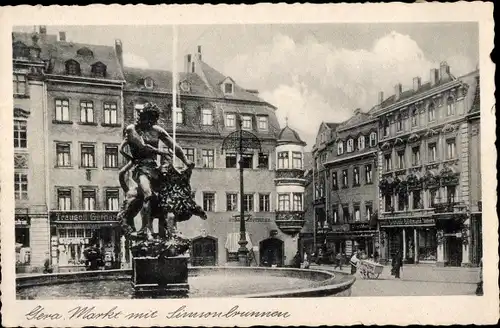 Ak Gera in Thüringen, Markt, Simsonbrunnen, Geschäfte