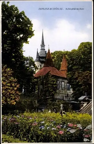 Ak Teplice Šanov Teplitz Schönau Region Aussig, Schlosstürmchen