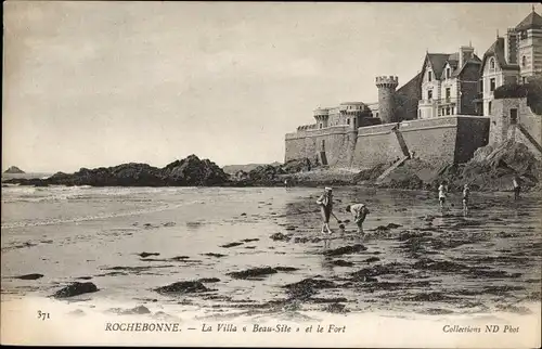 Ak Rochebonne Saint Malo Ille de Vilaine Bretagne, Die Villa Beau-Site, Das Fort