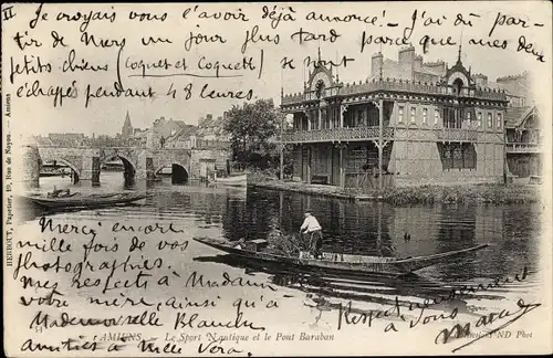 Ak Amiens-Somme, Wassersport, Baraban-Brücke