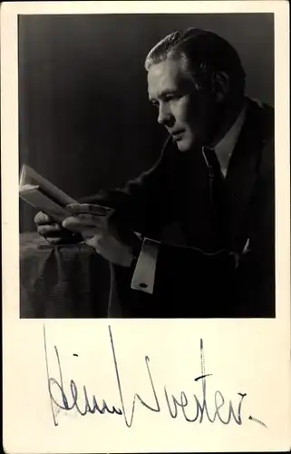 Ak Schauspieler Heinz Woester, Portrait, Autogramm