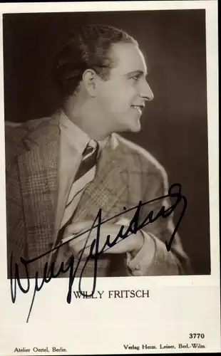 Ak Schauspieler Willy Fritsch, Seitenportrait, Autogramm