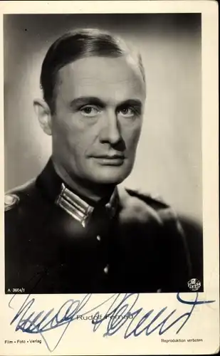 Ak Schauspieler Rudolf Fernau, Portrait, Uniform, Autogramm