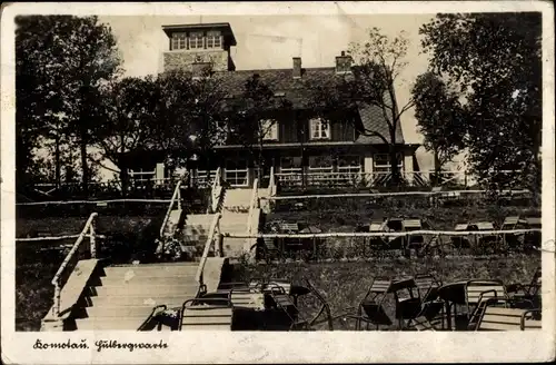 Ak Chomutov Komotau Region Aussig, Waldkaffee und Bergwirtschaft Hutberg, Treppen