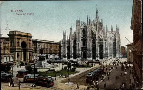 Ak Mailand Mailand Lombardei, Piazza del Duomo