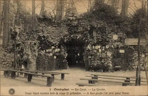 Ak Oostakker Gent Ostflandern, Die Grotte