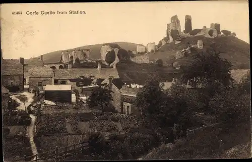 Ak Corfe Castle Dorset England, Gesamtansicht