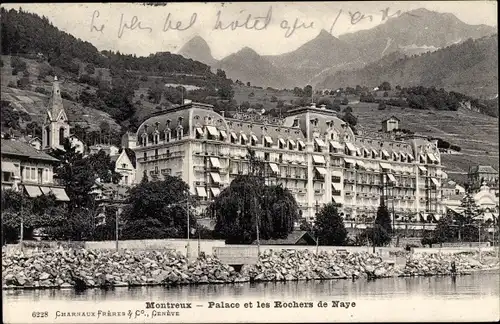 Ak Montreux Kanton Waadt Schweiz, Palast, Rochers de Naye