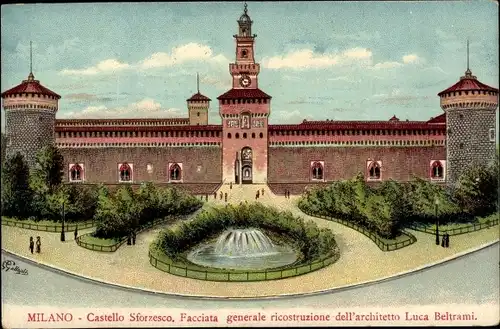 Ak Milano Mailand Lombardia, Castello Sforzesco