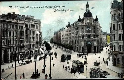Ak Stockholm Schweden, Stureplan, Birger Jaris-och Biblioteksgatorna