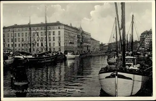 Ak Göteborg Schweden, Hafenpartie, Boote