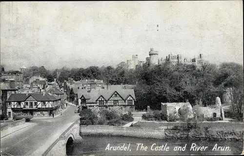 Ak Arundel West Sussex England, Arundel Castle, Fluss Arun