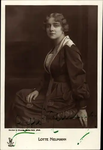 Ak Schauspielerin Lotte Neumann, Portrait, Autogramm