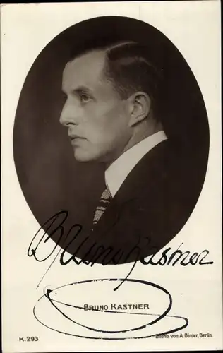 Ak Schauspieler Bruno Kastner, Portrait, Profilansicht, Autogramm