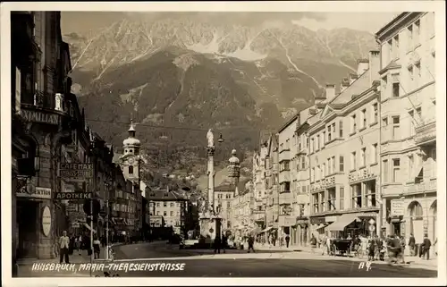 Foto Ak Innsbruck in Tirol, Maria Theresien Straße, Geschäfte