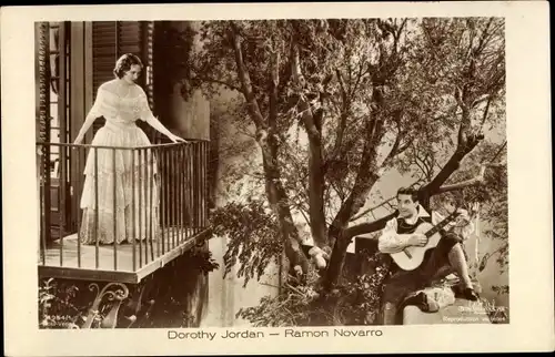 Ak Schauspielerin Dorothy Jordan, Schauspieler Ramón Novarro, Filmszene