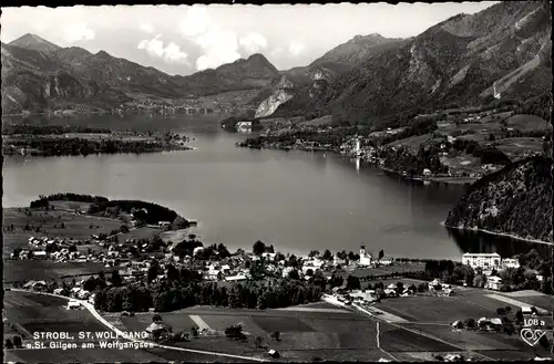 Ak Strobl in Salzburg, St. Gilgen, St. Wolfgang am Wolfgangsee Oberösterreich, Panorama