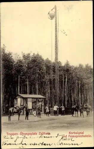 Ak Zeithain in Sachsen, Truppenübungsplatz, Korbsignal und Fernsprechstelle