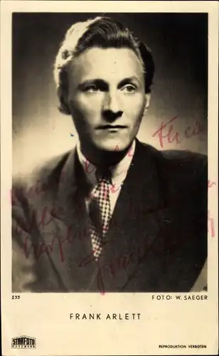 Ak Schauspieler Frank Arlett, Portrait, Autogramm